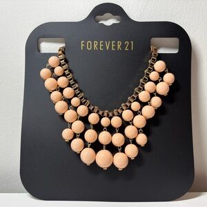 Peach and Gold Round Bead Statement Necklace Forever 21 - Vintage Art Deco Style